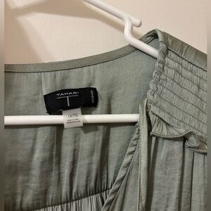 Tahari Light Green Pleated Top (1X)